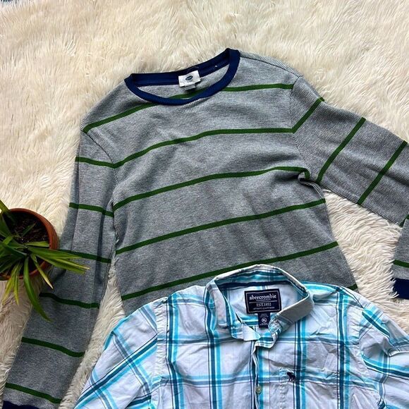 Abercrombie Kids Old Navy Long Sleeve Thermal Plaid Shirt Bundle Set XL - Picture 6 of 6